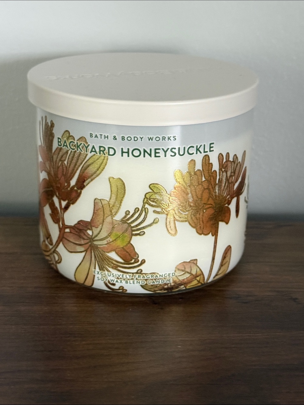 Bath & Body Works Backyard Honeysuckle 3-Wick Candle 14.5 oz NEW